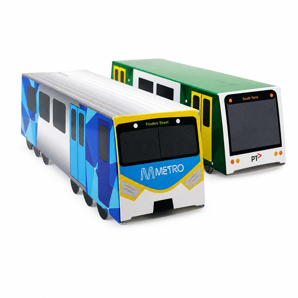 Branded Train and Tram Lolly Box 19cm