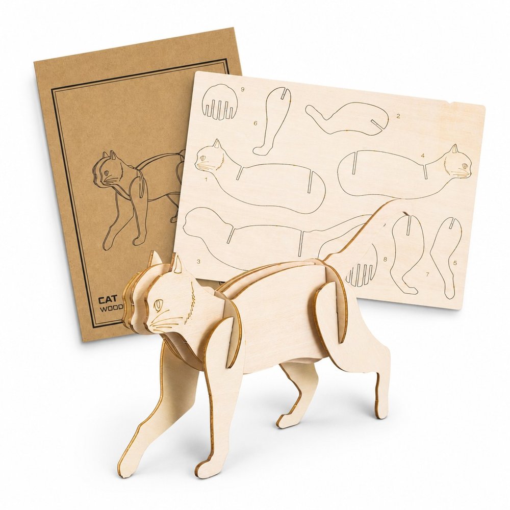 BRANDCRAFT Natural Basswood Cat Model Kit