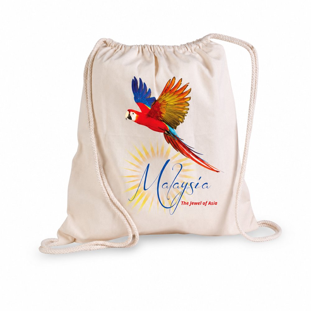 Drawstring Calico Library Bag, Custom Printed