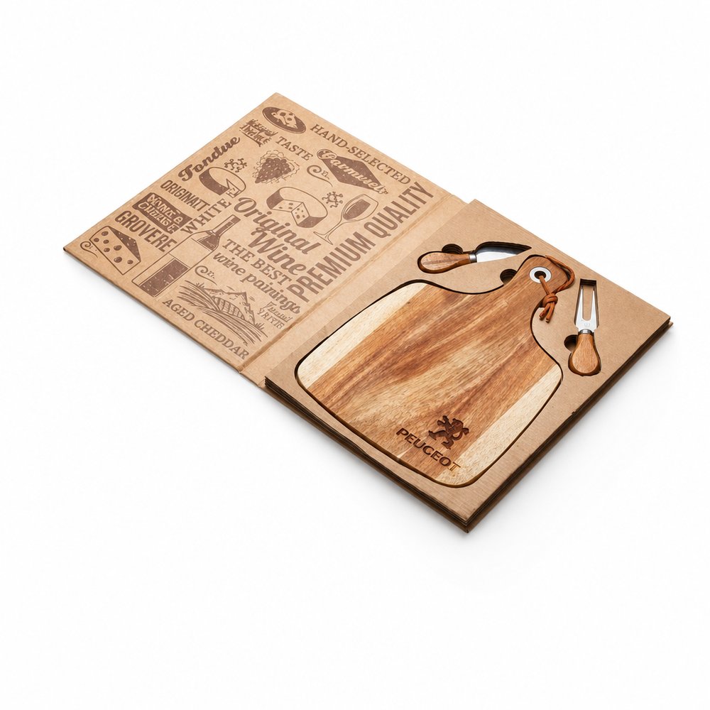 Branded Acacia Cheeseboard & Knife Set