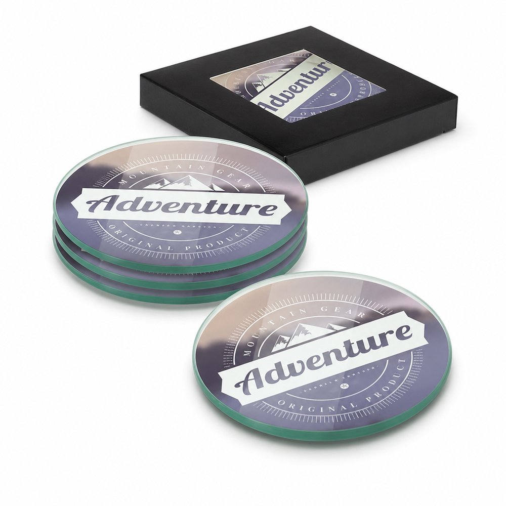 Round Glass Coaster Set of 4 — Full Colour Print