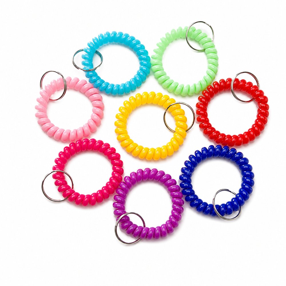 Spring Coil Wristband Keyrings — Stretch Spiral Key Holder