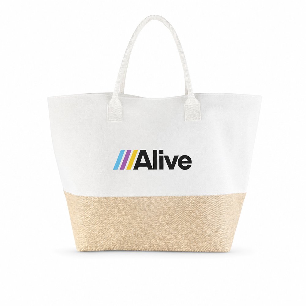 Magnetic Closure Jute Tote Bag, Branded
