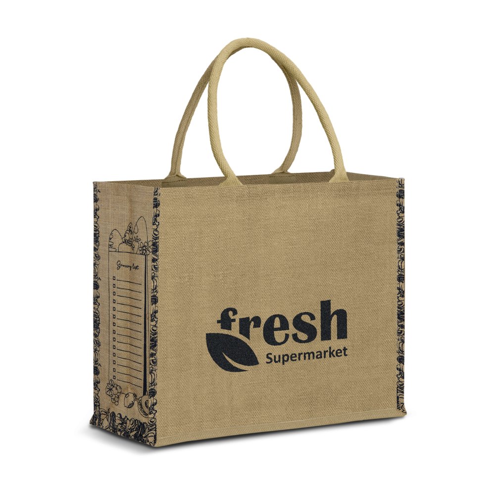 Extra-Large Laminated Jute Tote Bag with Padded Handles