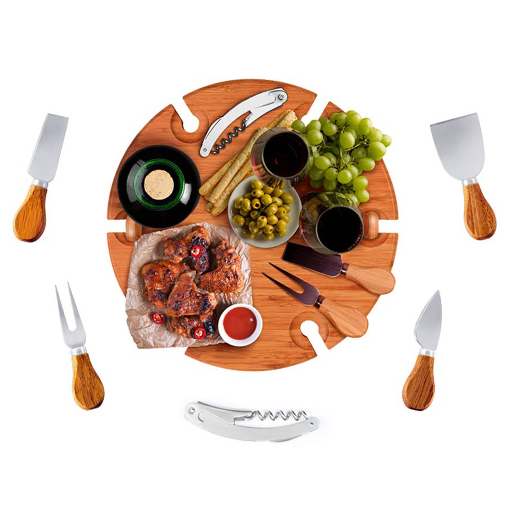 Bamzuki Bamboo Wine & Cheese Party Table