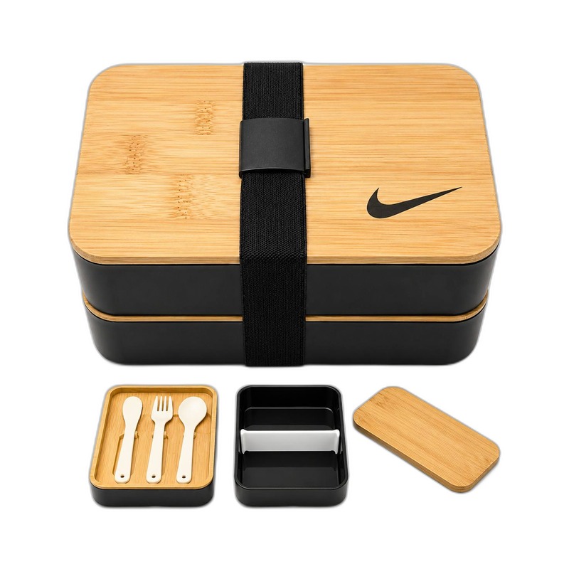 Nike Bento bamboo lid bento with cutlery produced by Sense2