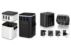 LED Logo Travel Adaptors With USBs