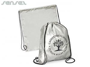 Promotional Silver Galaxy Drawstring Backpacks
