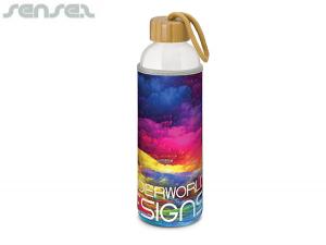 Promotional Bamboo Borosilicate Glass Drink Bottles (600ml)