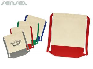 Promotional Eco Unbleached Canvas Drawstring Backpacks