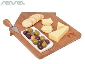 Promotional Realtor Bamboo House Shaped Cheese Boards