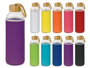 Promotional Aqua Borosilicate Glass Drink Bottles (600ml)