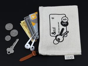 Promotional Unbleached Cotton Zippered Pouches (Large)