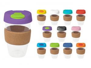 Promotional Flip Lid Plastic Reusable Cups With Cork Band (535ml)