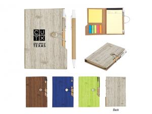 Promotional Wood Look Notebook With Sticky Notes