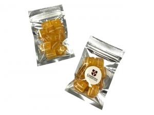 Promotional Silver Zip Lock Bags Filled With Eucalyptus Humbug Lollies (50g)