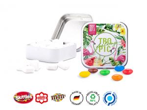 Promotional Candy Filled Square Metal Tins (25g)