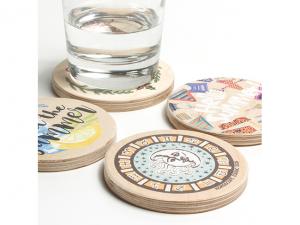 Promotional Printed Chunky Plywood Coasters - Round (9mm)