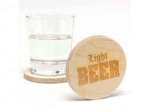Promotional Engraved Chunky Plywood Coasters - Round (9mm)