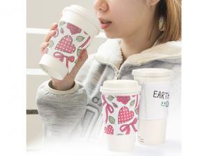 Promotional Reusable Eco Cotton Canvas Coffee Cup Sleeves (12oz) - Bleached White