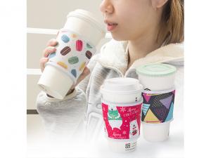 Promotional Reusable Neoprene Coffee Cup Sleeves (3mm) - White Or Black Stitching