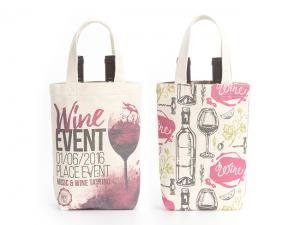Promotional Cotton Canvas Double Wine Bottle Bags (12oz)