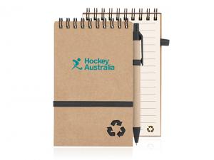 Promotional Recycled Paper Spiral Bound Notepads With Elastic And Pen (Small)