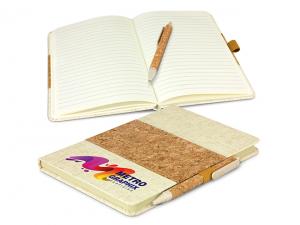 Promotional Natural Cork & Heathered Cotton Notebook & Pen Sets (A5)
