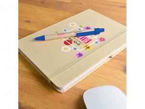 Promotional Cirro PU Natural Notebooks (A5) With Pen