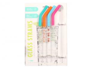 Promotional Glass And Silicone Straws With Brush Sets