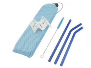 Promotional Glass Straw And Brush Sets In Pouch (4Pcs)