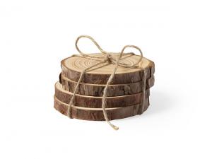 Promotional Natural Pine Wood Coaster Sets (4Pcs)