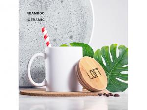 Promotional Ceramic Mugs With Bamboo Lid (370ml)