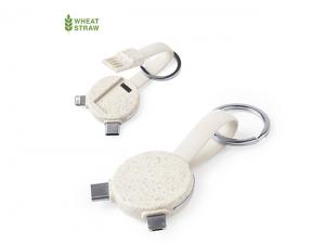 Promotional Wheat Straw USB Sync Charger Keyrings