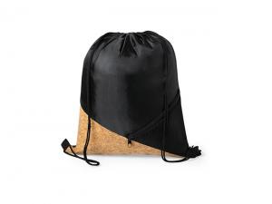 Promotional Black Eco Cork Drawstring Backpacks (210D)
