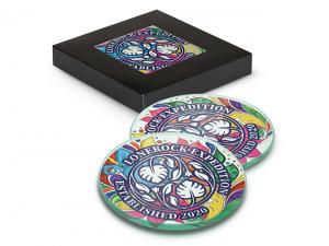 Promotional Round Full Colour Glass Coaster Sets (Set Of 2)