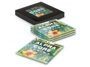 Promotional Full Colour Glass Coaster Sets (Set Of 4)