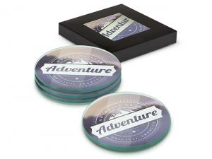 Promotional Round Full Colour Glass Coaster Sets (Set Of 4)