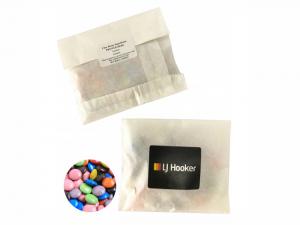 Promotional Eco Kraft Paper Bags Filled With Choc Beans (50g)