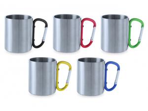 Promotional Stainless Steel Mugs With Carabiner Handle (210ml)