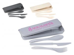 Promotional Eco Bamboo Cutlery Sets In Travel Case