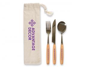 Promotional Stainless Steel Cutlery Sets With Bamboo Handles