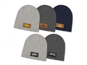 Promotional Cable Knit Beanies With Leatherette Patch