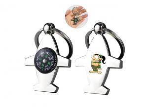 Promotional Plane Shaped Metal Keyrings With Compass