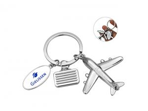 Promotional Plane Shaped Metal Keyrings With Additional Charms