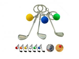 Promotional Golf Club Metal Keyrings With Ball