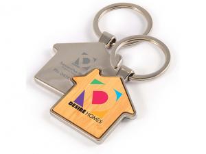 Promotional House Shaped Bamboo Keyrings