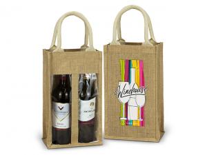 Promotional Double Wine Jute Carry Bags