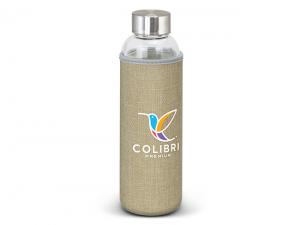 Promotional Hayley Glass Drink Bottles With Natural Sleeve (600ml)
