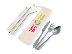 Promotional Stainless Steel Cutlery & Straw Sets
